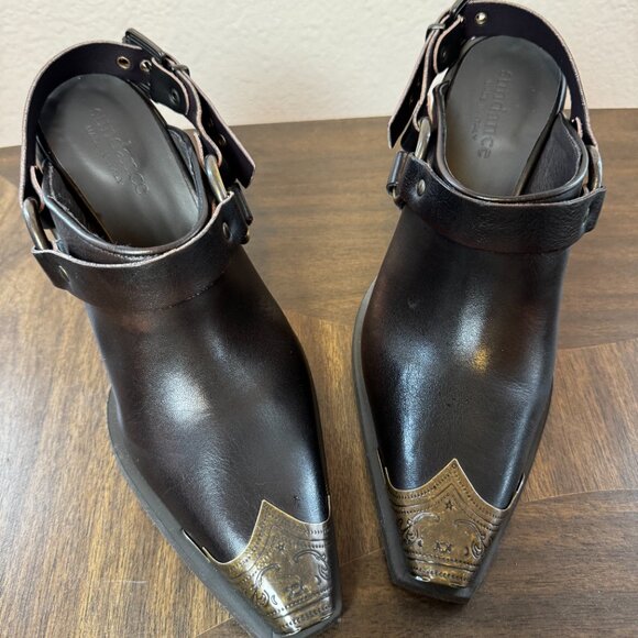 Sundance Aymara Brown Leather Snip Toe Heeled Mules NWOT Sz 40 - Picture 7 of 8
